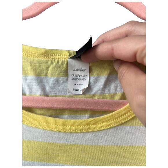 Obey '89 yellow white stripe short sleeve tee shirt single stitched medium NWOT - Picture 3 of 5